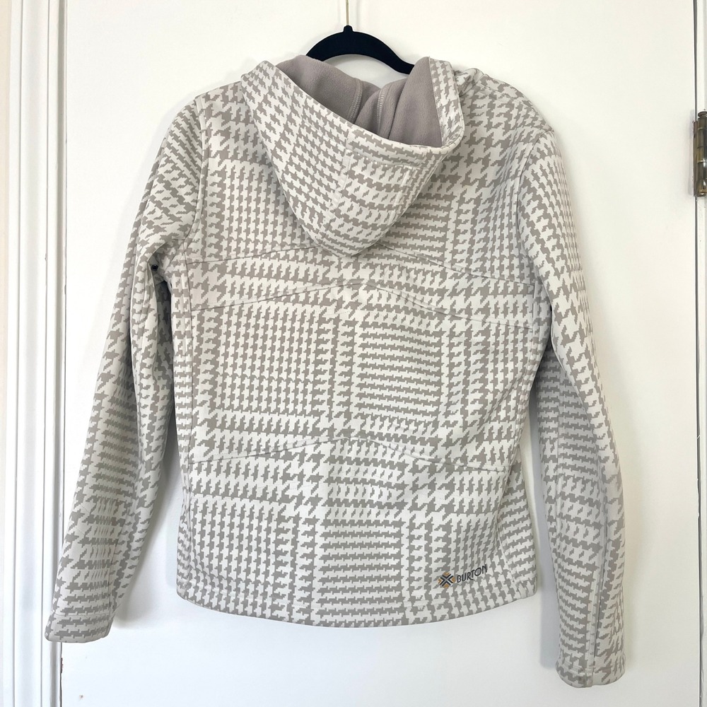 Burton Houndstooth Full Zip Hoodie Ski Jacket Women's Size‎ Medium Grey White - Picture 7 of 11